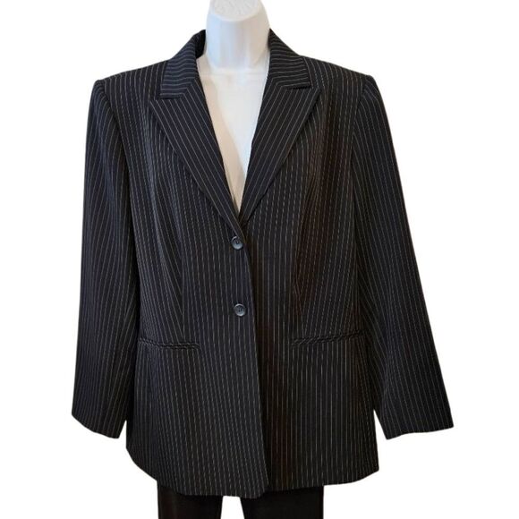 Worthington Navy and White Pinstripe Blazer sz 16W - Picture 3 of 9